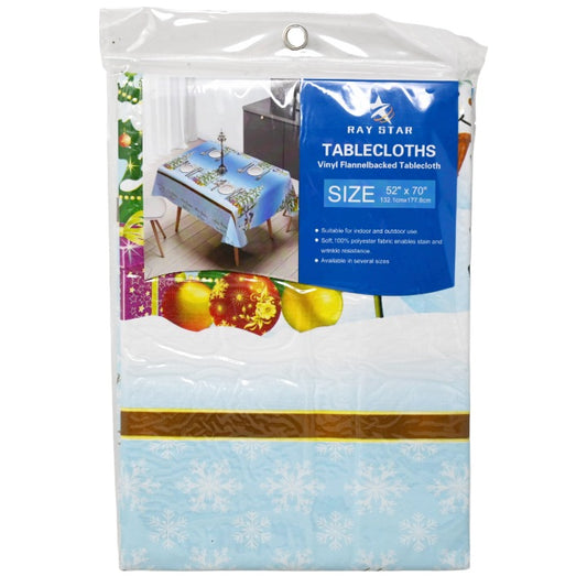 52x70" PRINTED VINYL TABLECLOTH wFLANNEL BACKING C/P 24