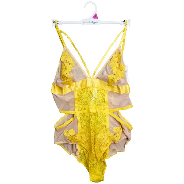 Ylw Lace/Mesh Lined Bodysuit C/P 36 French Affair