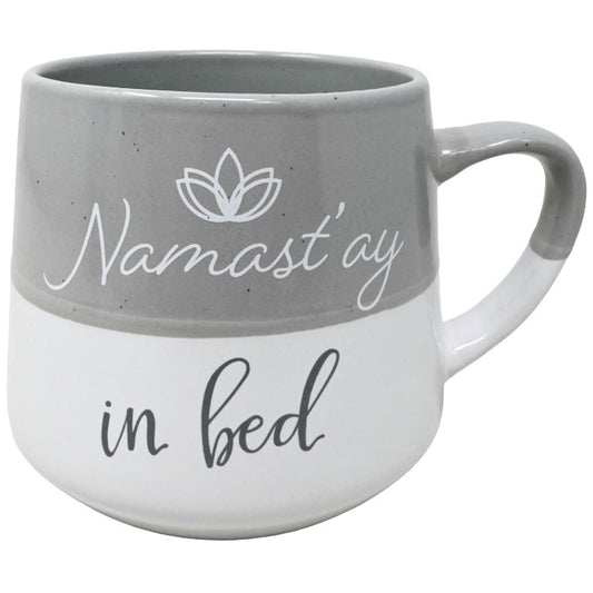 CERAMIC WHT/GREY NAMASTAY IN BED MUG C/P 24