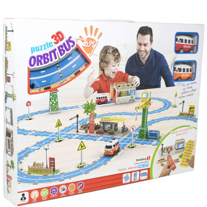 DIY Bus & City Buildings Toy Set CB (AA Batteries not included) C/P 12