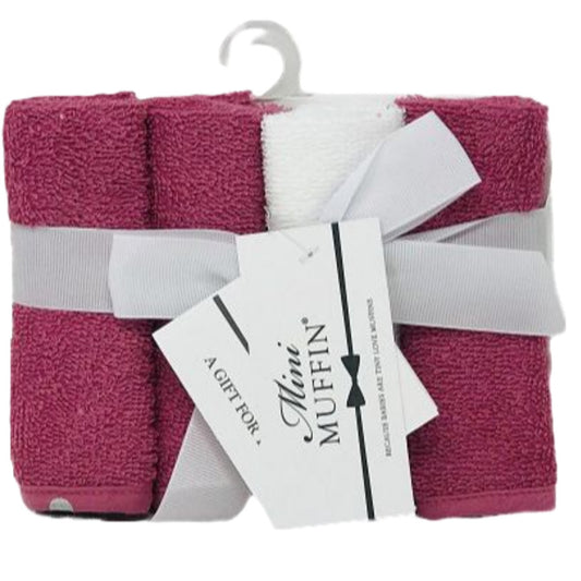 4 Pack WashCloths DK Pink & White C/P 36