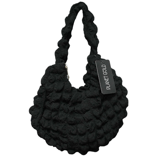BLACK QUILTED HOBO HANDBAG WITH TOP C/P 12