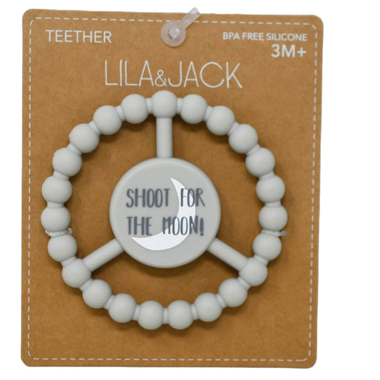 1pc Silicone Peace Teether - Gray "Shoot for the Moon" C/P 100
