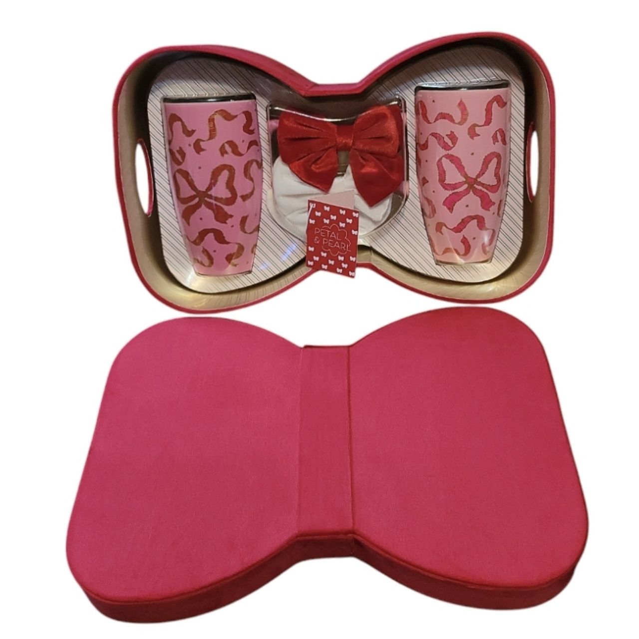 4pc Gift Set 2 Bow Mugs & 2 Bows Velvet Box C/P 6