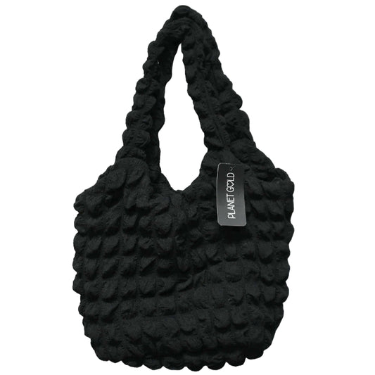 BLACK QUILTED SATCHEL HANDBAG W/TOP ZIPPER C/P 12