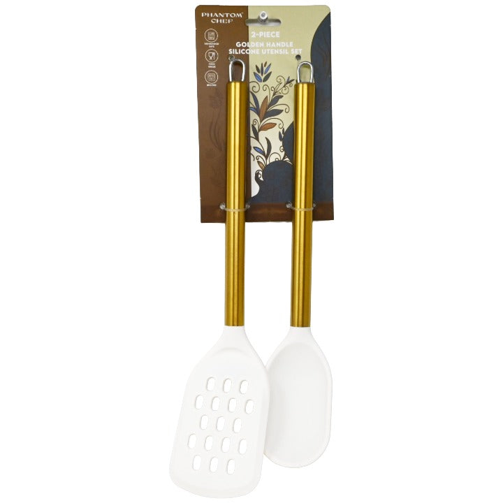 2pc Crm Gld Turner Spoon Set C/P 12 Phantom Chef