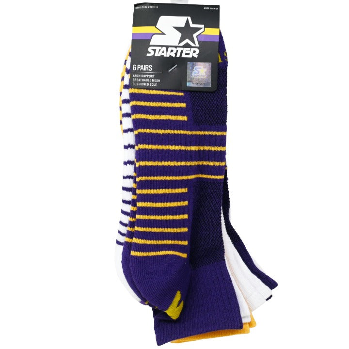 6pk Mens P/G/W Asst Athl Stadium Quarter Socks C/P 24 STARTER