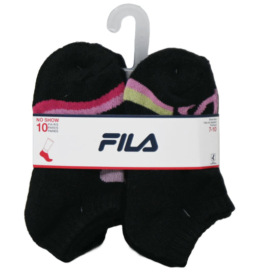 10pk FILA GRL POWER PRINT HC NS SOCKS SIZE 4-6 C/P 60