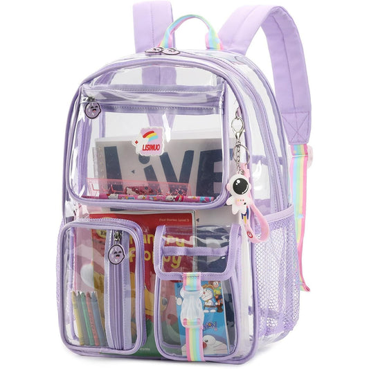 15.5" *OUTSIDE USA* CLEAR/PURPLE BACKPACK C/P 25