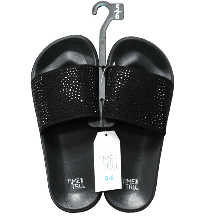 LADIES BLACK SLIDE SANDAL W/BLING SIZE 5/6 C/P 12