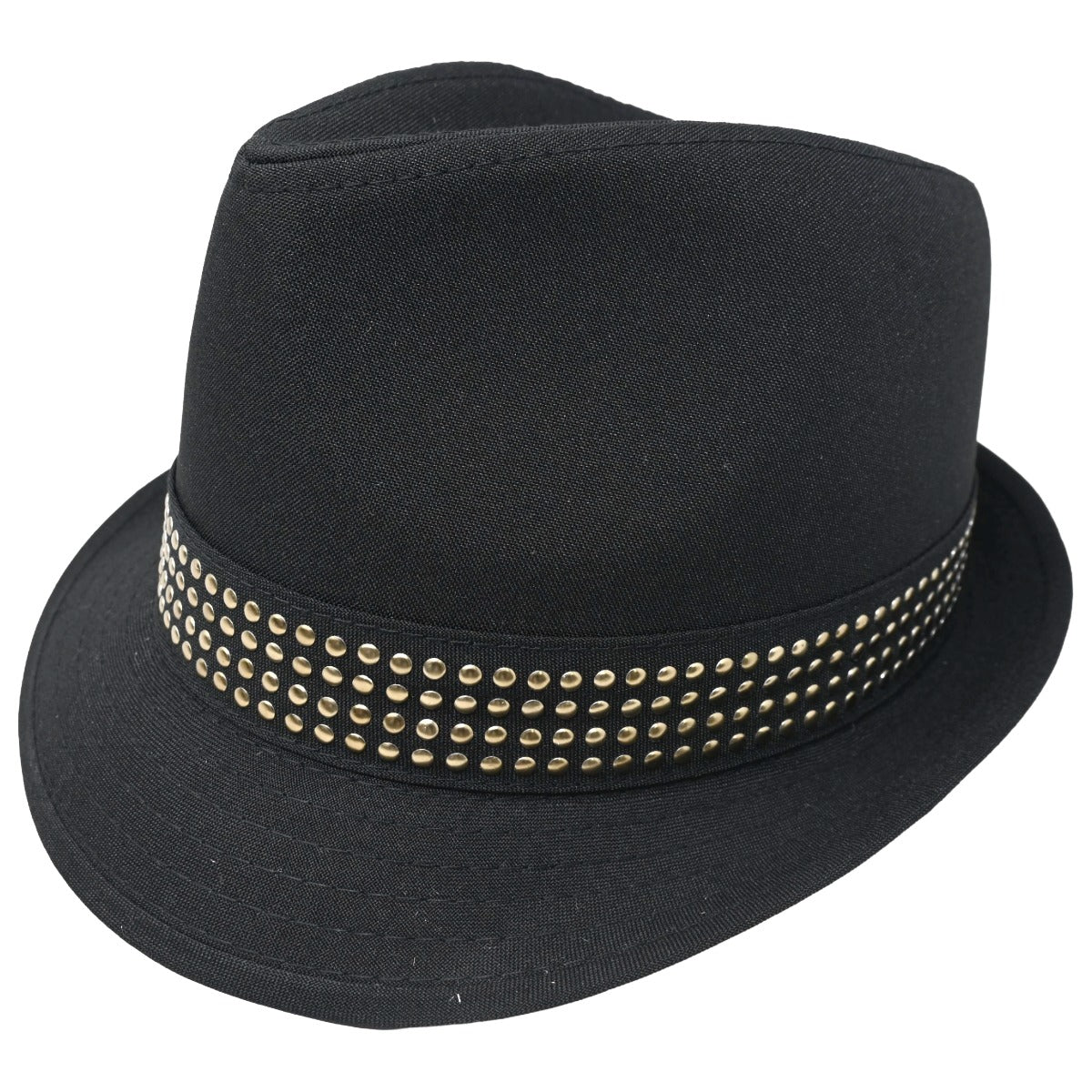 Fedora Hat 4 Gold Rows Stud Band C/P 48 Nicole Marciano
