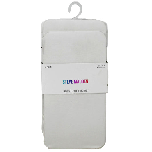 2pk GIRLS WHITE MICROFIBER FOOTED TIGHTS STEVE MADDEN C/P 24