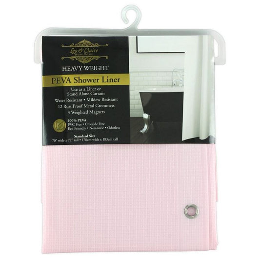 70"x72" PINK EMBOSSED PEVA SHOWER LINER C/P 24
