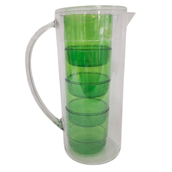 *AS IS*5pc Grn Acrylic Pitcher Set C/P 6