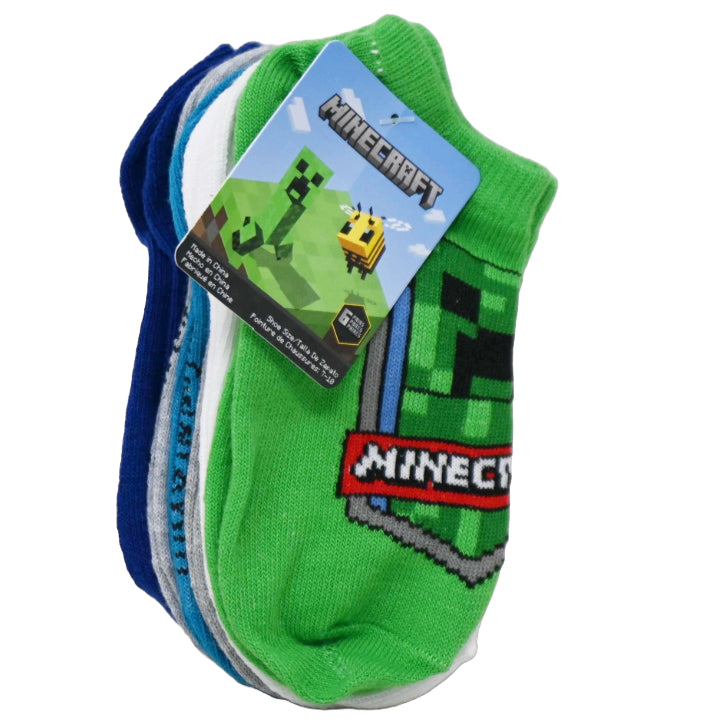 6pk MINECRAFT BADGE OG HONOR NS SOCKS SIZE 4-6 C/P 24