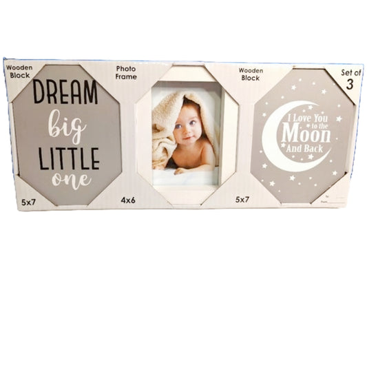 3pc WOODEN BLOCK PHOTO FRAME SET C/P 24