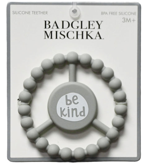 1pc Silicone Peace Teether - Gray "Be Kind" C/P 100