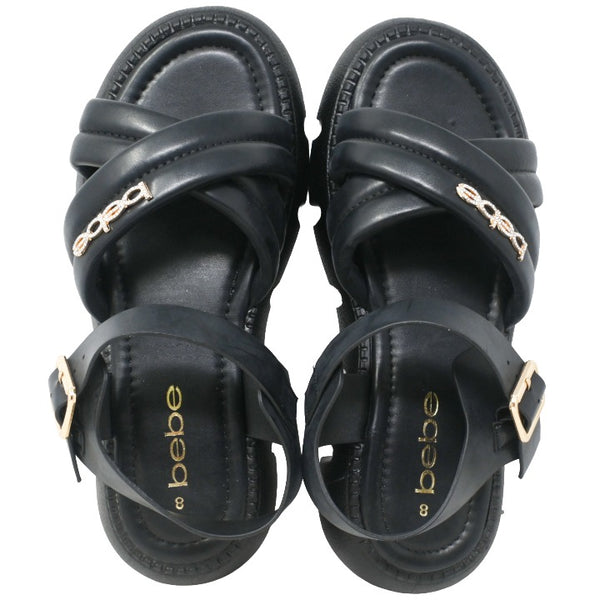 Womens Black Platform Backstrap Sandals C/P 12 BEBE