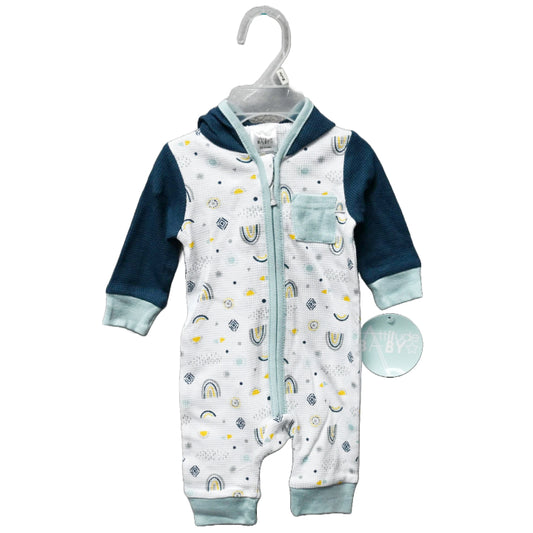 BOYS COVERALL WITH HOOD -COLOR BLOCK C/P 48