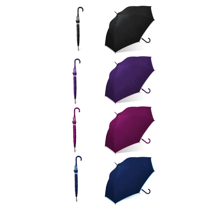 AUTOMATIC FASHION STICK UMBRELLA 4-ASST COLORS C/P 24