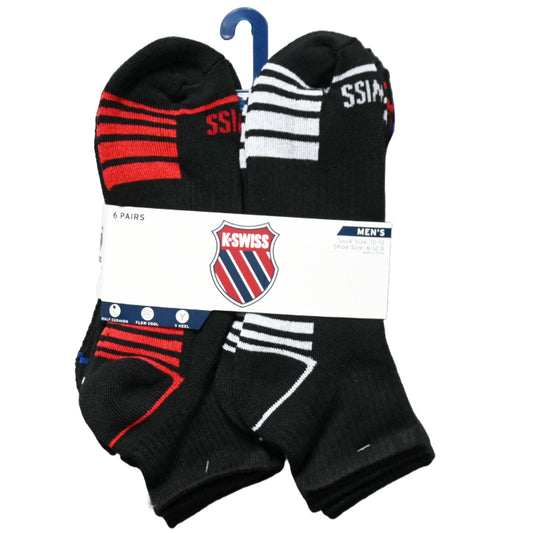 6PK 10-13 MENS HF CSH QTR MESH SOCKS K-SWISS C/P 36