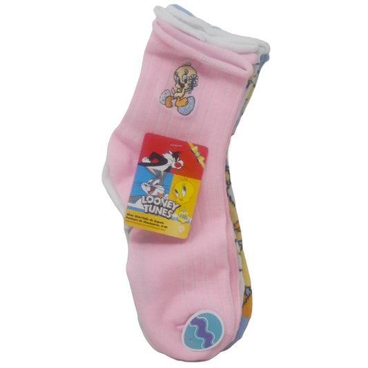 3pk WOMEN LOONEY TUNES CHICK ME OUT QRT SOCKS SIZE 9-11 C/P 60