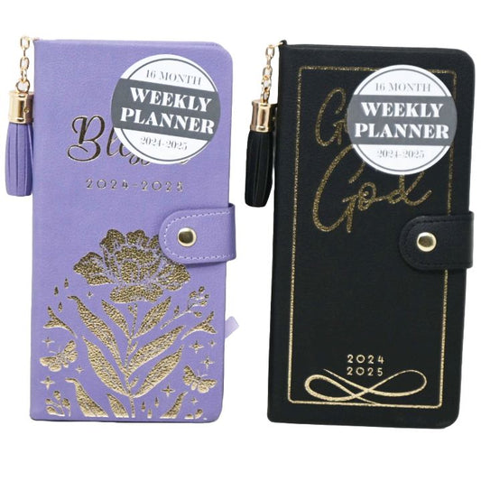 7.3"x3.75" HARDCOVER PU POCKET PLANNER W/PU TASSLE ASST C/P 24