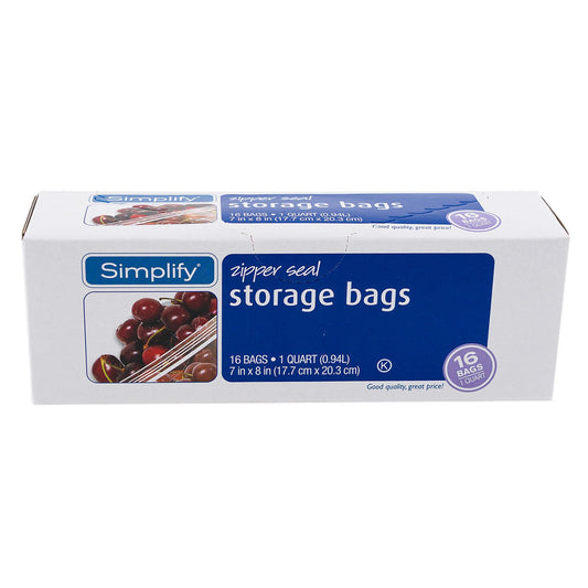 16ct 1qt SIMPLIFY STORAGE BAGS C/P 24