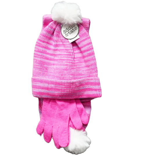 3pc SPACED DYE W/LUREX FAUX FUR POM CUFF HAT/GLOVE/SCARF SET C/P 48