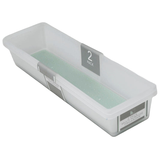 2pk Green Drawer Organizer with Grey TPR 13x3.62x2.36" C/P 12