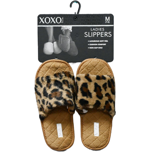 S-L XOXO LADIES BROWN ANIMAL PRINT SLIPPERS C/P 24