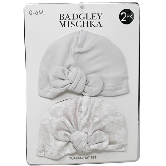 2pc Knot Hats -Off White & Floral Print C/P 24