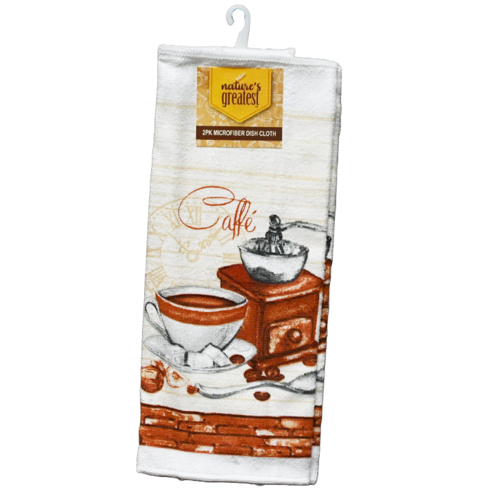 2pc Coffee Printed Microfiber Dish Cloth C/P 72