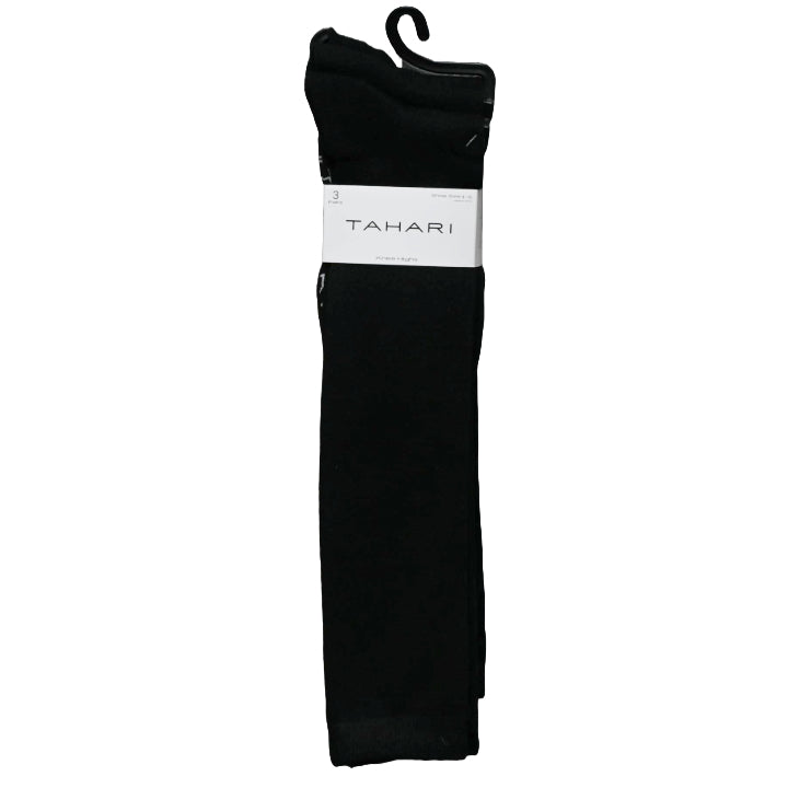 3pk TAHARI LADIES BLACK KNEE HIGH SOCKS C/P 60