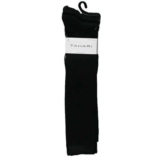 3pk TAHARI LADIES BLACK KNEE HIGH SOCKS C/P 60