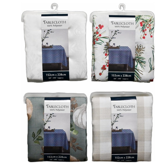 60"x90" ASST PRINTED POLYESTER TABLECLOTH C/P 24