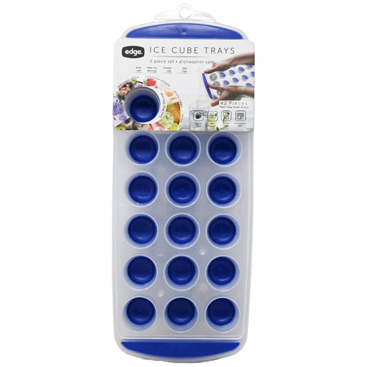 Edge 2pk Silicone Ice Cube Tray Standard Round Blue C/P 12