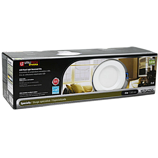 4pk 3" Rec Lighting Kit White Trim (754255) UTILITECH C/P 2