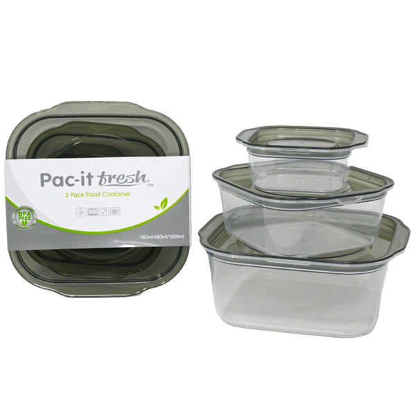 3pc SQUARE FOOD CONTAINER SET PAC-IT FRESH C/P 48