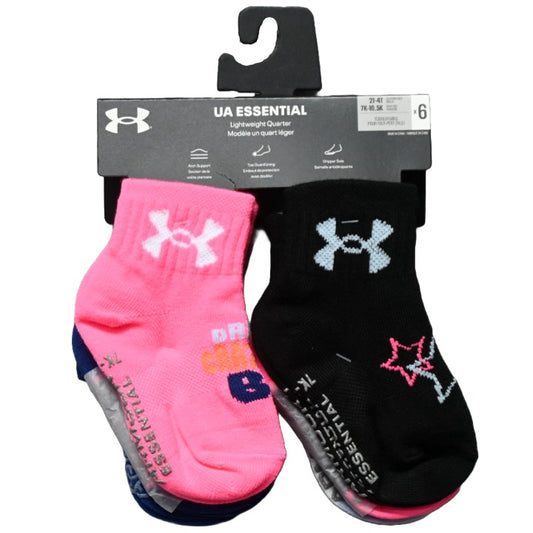 6pk 2T-4T GIRLS DREAM BIG ESSENTIALS QTR SOCKS C/P 60