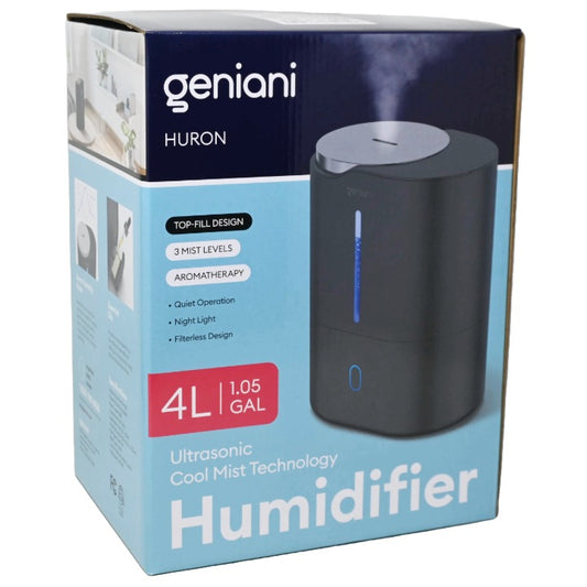 Black Ultrasonic Cool Mist Humidifier for Bedroom, Large Rooms, Home - Easy Fill & Clean Humidifier w/Auto Shut-off, 40H Runtime - Geniani C/P 6