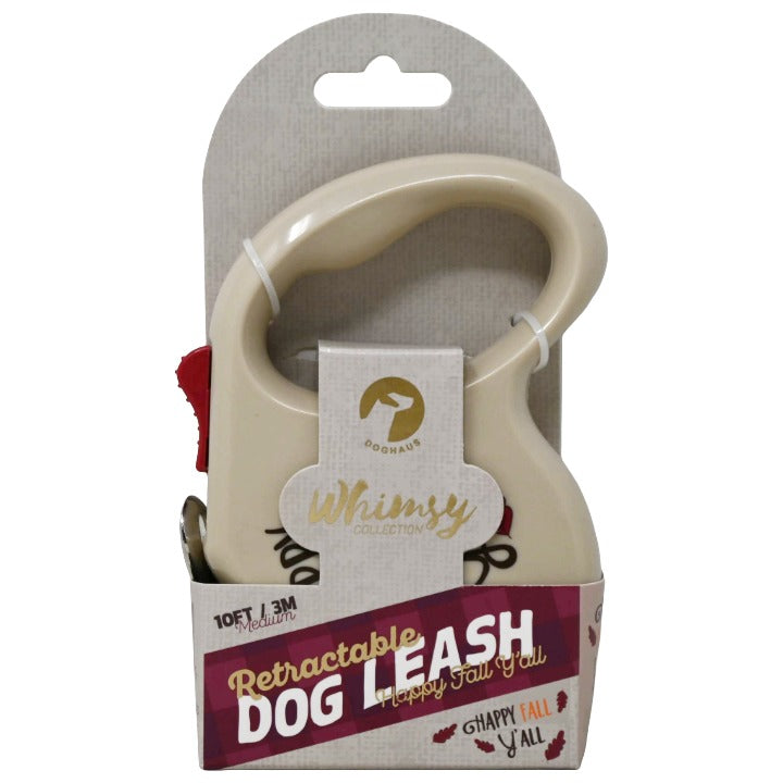 DOG RETRACTABLE LEASH 10FT PRINT CREAM PLASTIC C/P 48