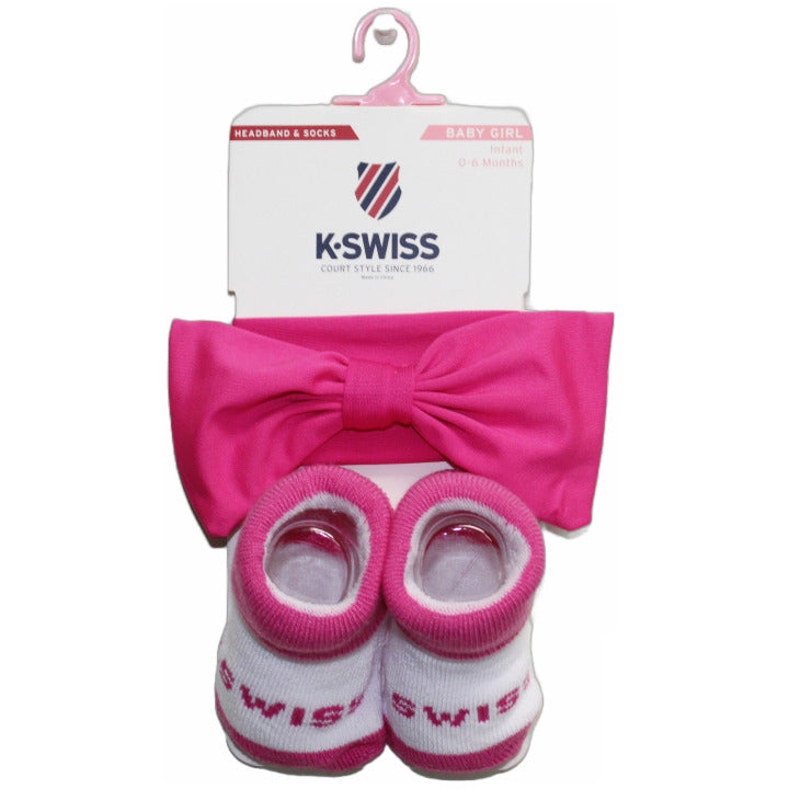 K-SWISS 1pk INFANT HOT PINK GIRL SOCK/HEADBAND SET C/P 36