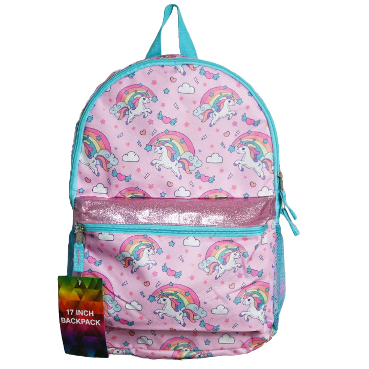 17" GIRLS RAINBOW UNICORNS SUGAR PLUM/CAPRI BACKPACK C/P 24