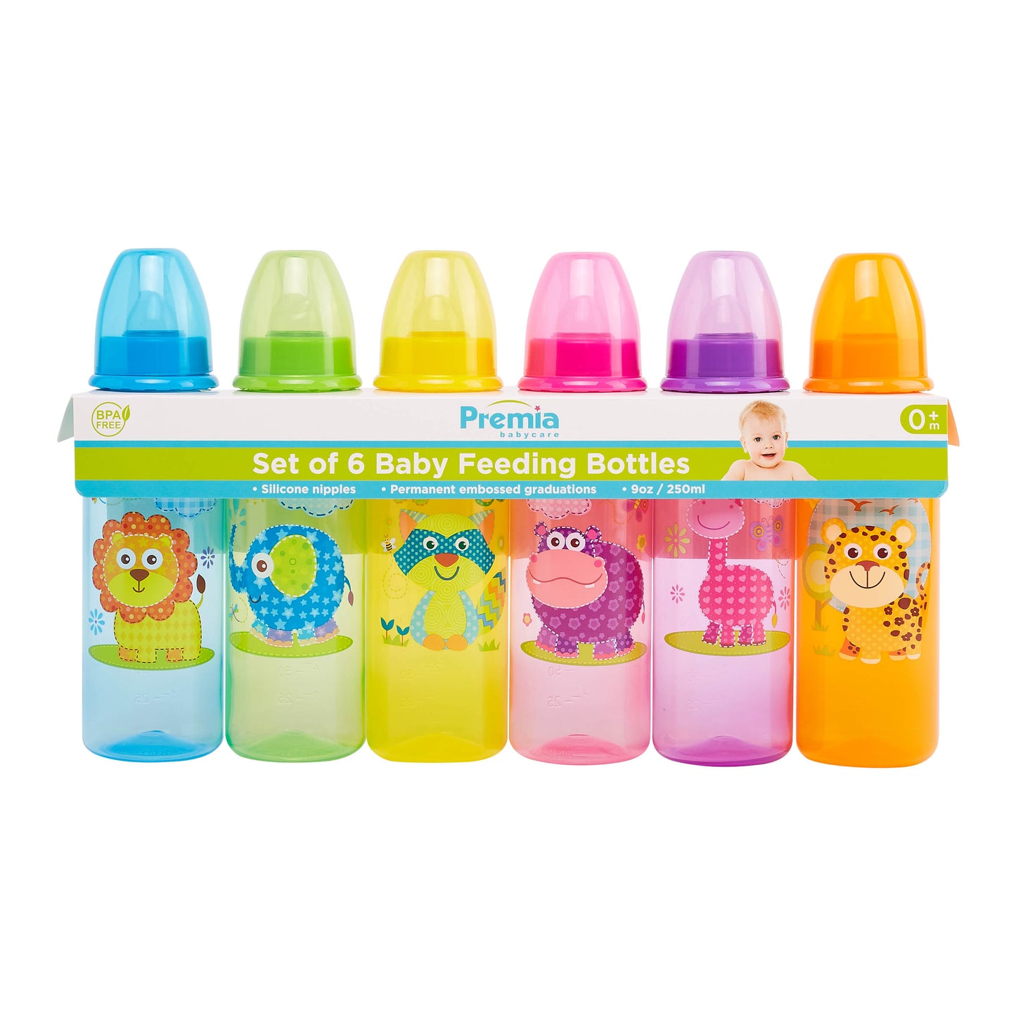 PREMIA BABYCARE 6PK 250ML/9OZ  BABY BOTTLE C/P 12