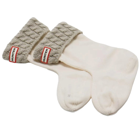 XL KIDS GREIGE CABLE BOOT SOCKS - ACRYLIC SOLID C/P 24
