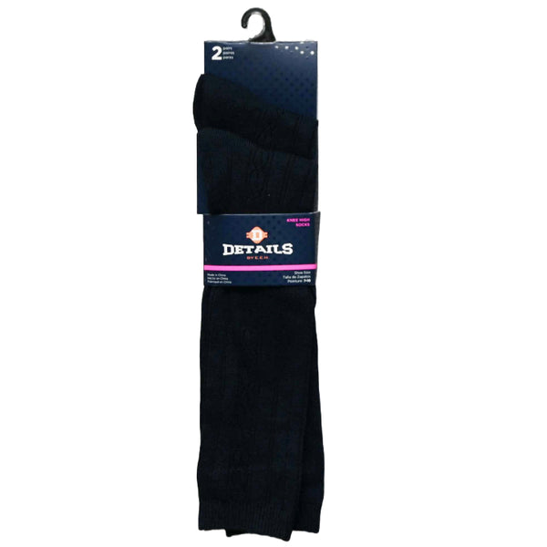 2pk DETAILS CABLE KNIT KNEE SOCKS SIZE 4-6 C/P 60