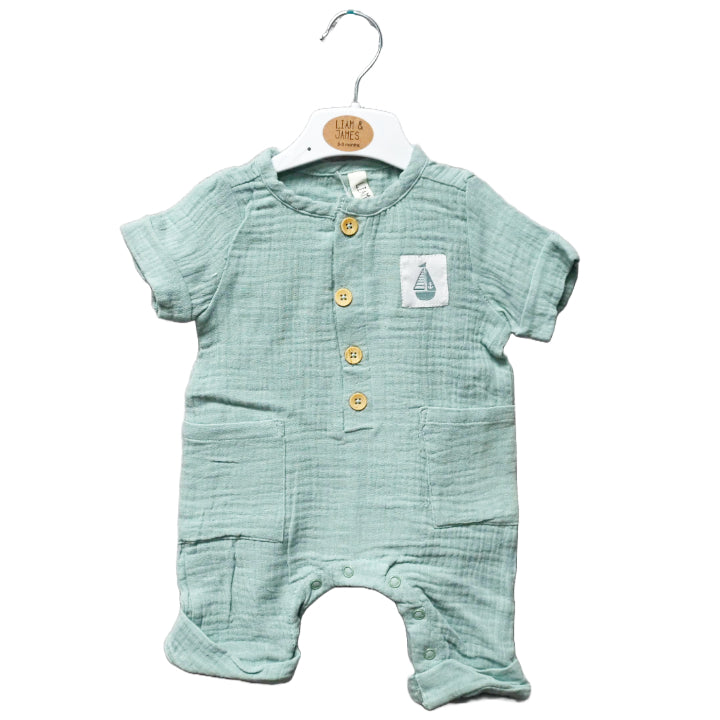 NEWBORN GREEN SAILBOAT COVERALL C/P 48