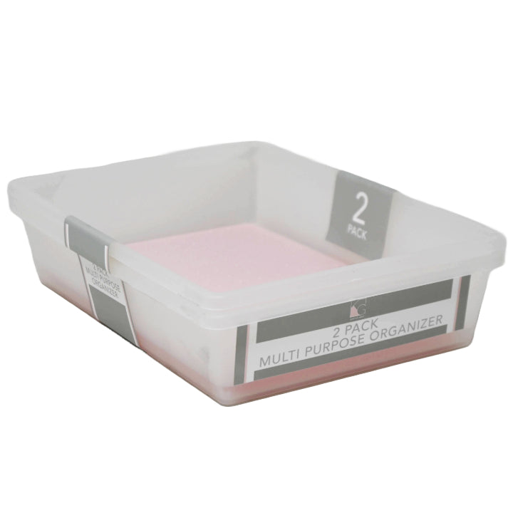 2pk Pink Drawer Organizer with Grey TPR 9.76x6.77x2.36" C/P 12