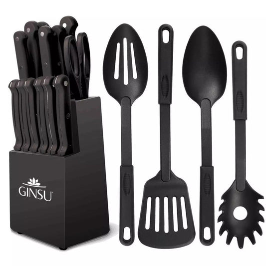 GINSU Kiso 18pc Black Knife Set in a Black Block C/P 1